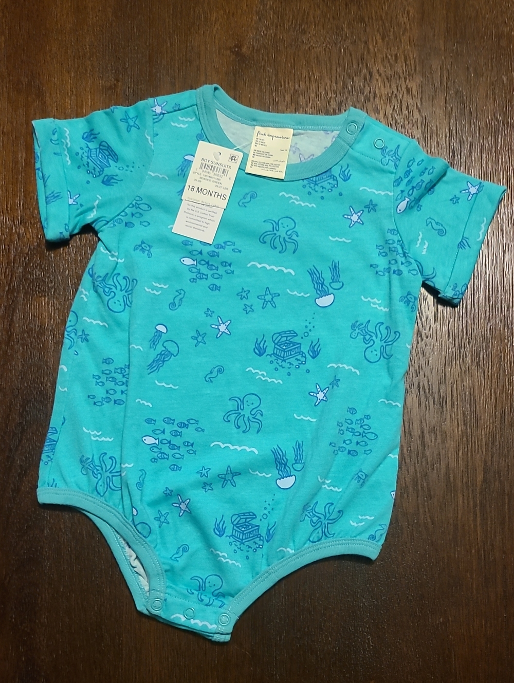 First Impressions NWT Teal Ocean Creatures One-Piece Sunsuit - 18 Months